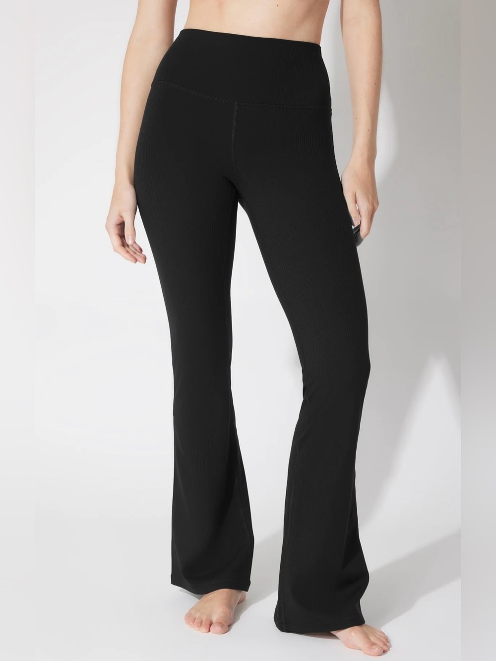 90 Degree By Reflex Black Ribbed Flare Pants